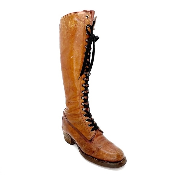 Frye Shoes - Vintage Frye Black Label Campus Boots Women’s Size 7.5 Brown Leather 70s vtg